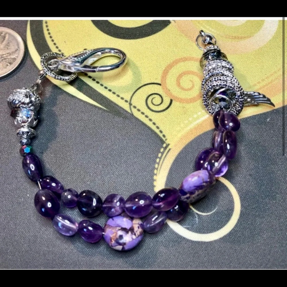 💜Genuine amethyst chunky fun and funky bracelet - Picture 7 of 7